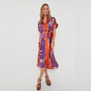 New CAROLINA K. Tie Dye Orange Valerie Kaftan SIZE LARGE purple